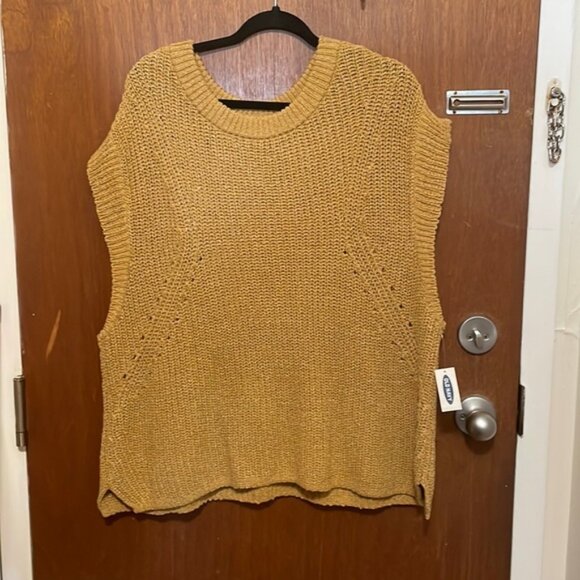 NWT Old Navy Mustard Knit Sweater Vest - Picture 1 of 8